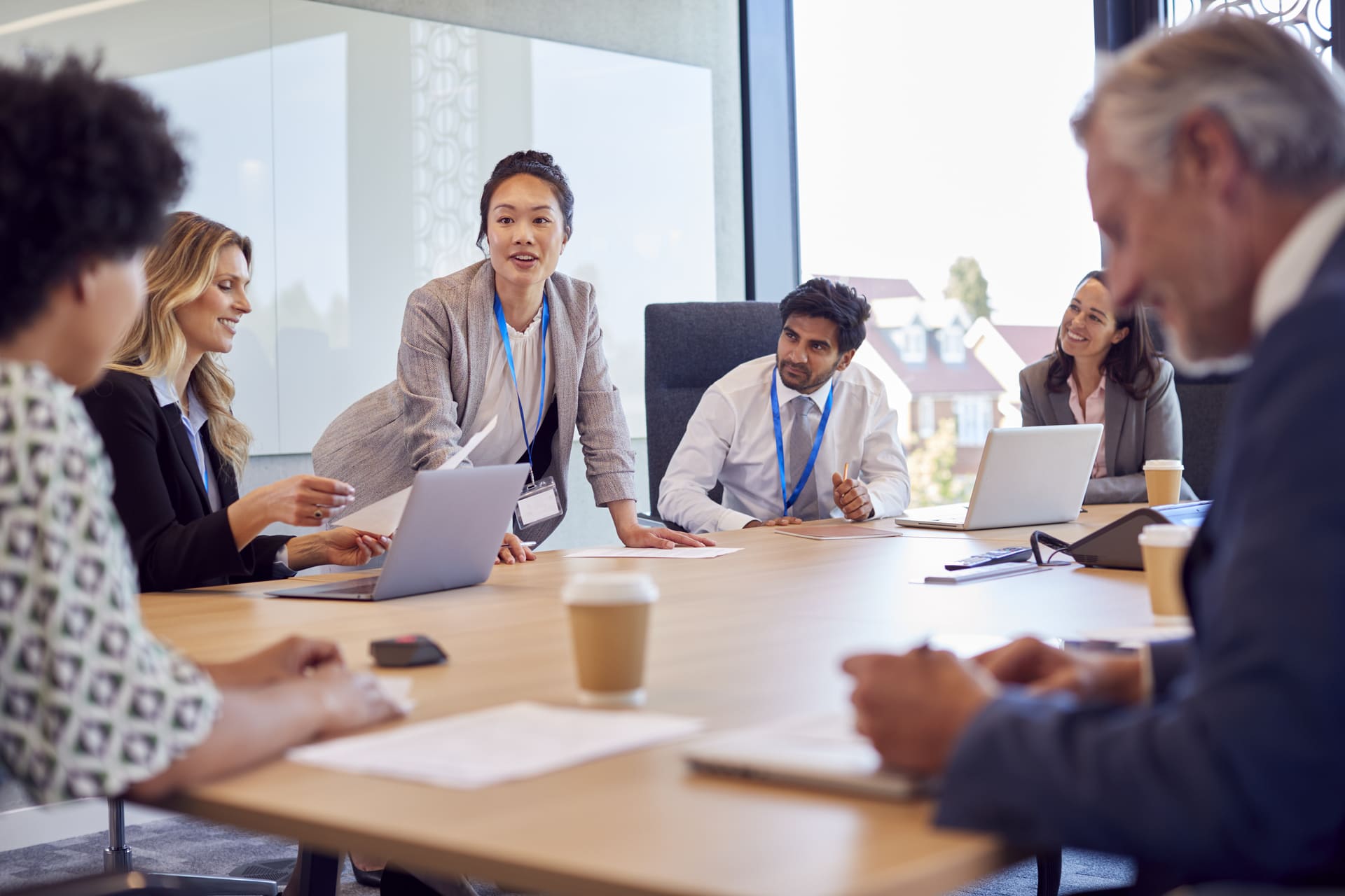 businesswoman-leading-multi-cultural-business-team