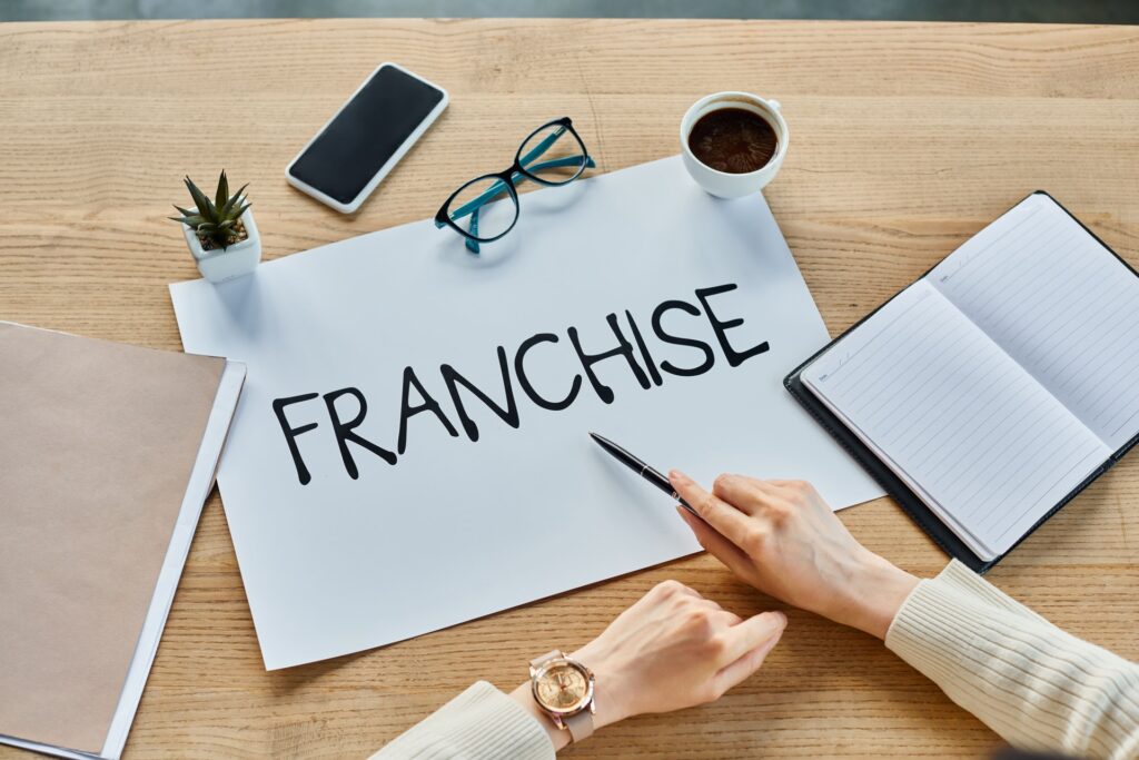 franchise-business-concept-with-stationery-on-wood