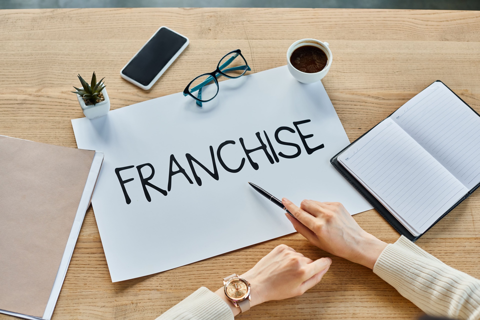 franchise-business-concept-with-stationery-on-wood